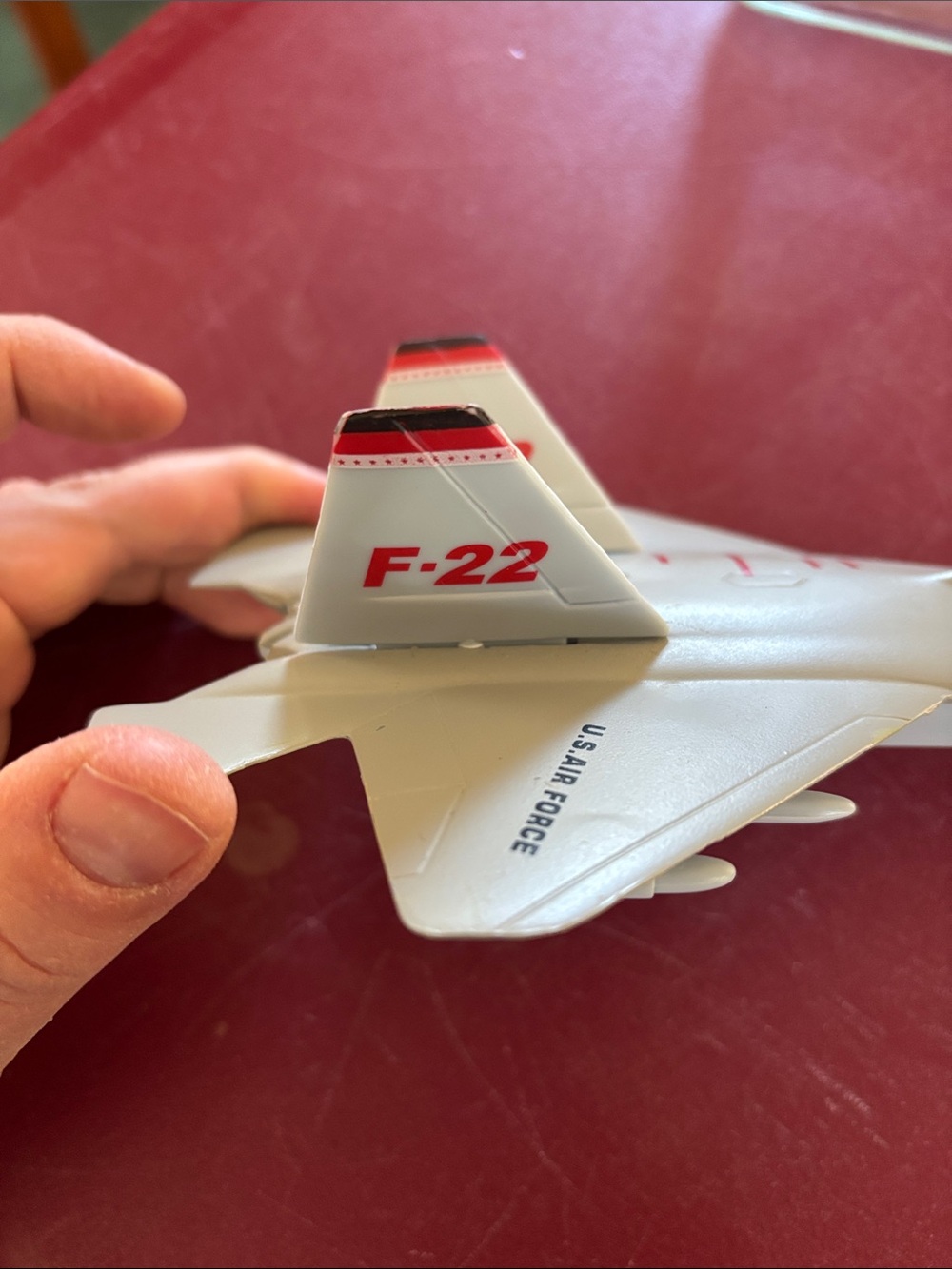 Kids Toy F-22 Jet Fighter - Silver and Red - Picture 10 of 10